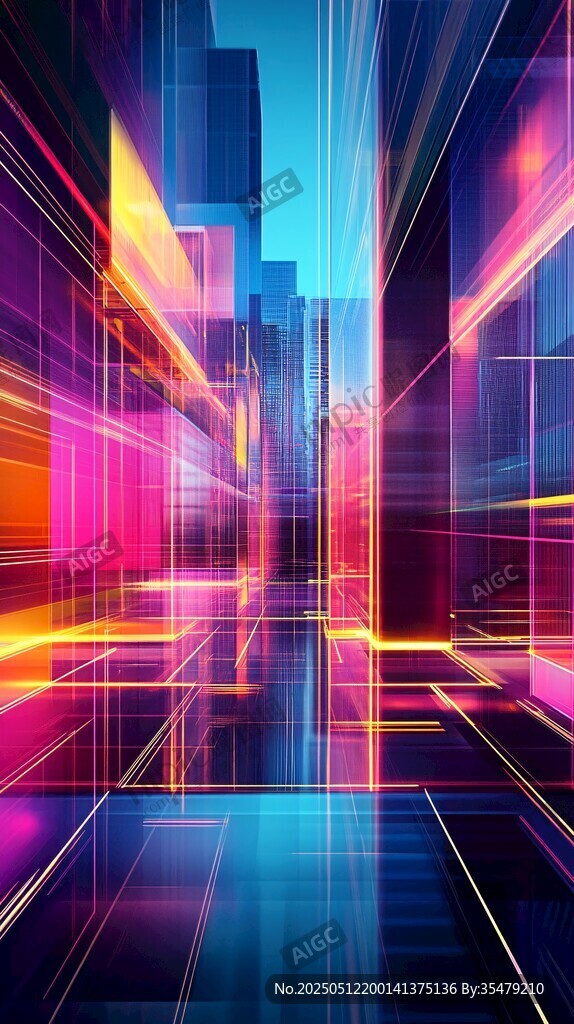 梦幻霓虹科技都市景观