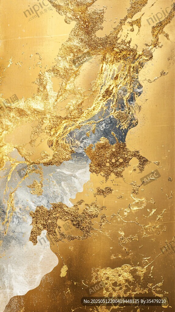 金色抽象纹理艺术画作