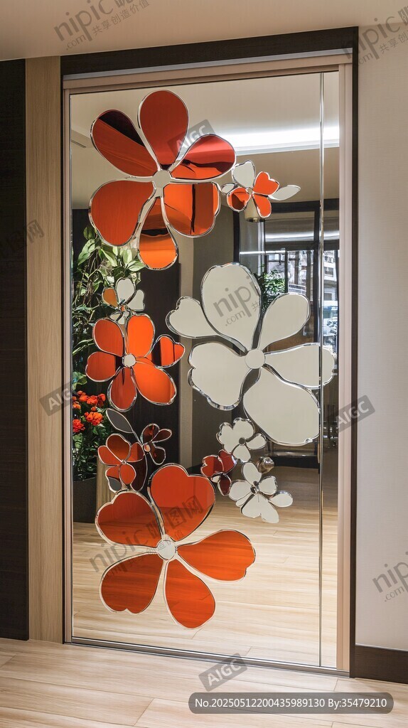 花朵图案玻璃移门设计
