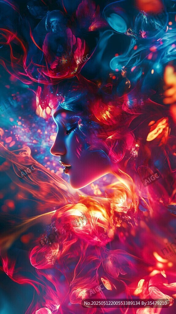 梦幻光影中的奇幻人物侧影