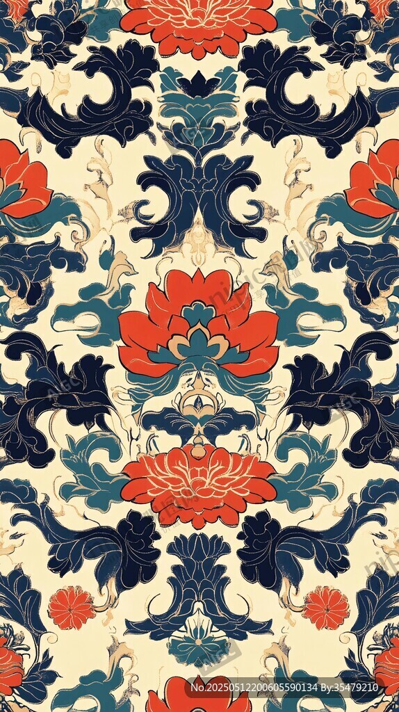 中式传统花卉纹样图案