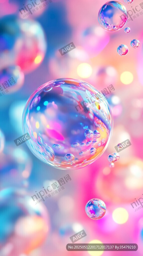 梦幻多彩泡泡悬浮画面