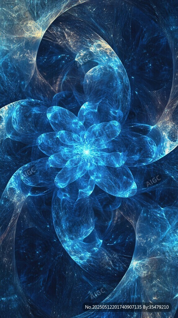 蓝色梦幻分形花朵艺术图