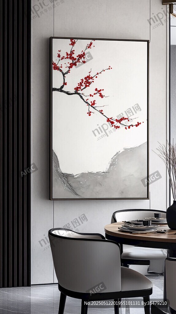 新中式梅花挂画装饰客厅