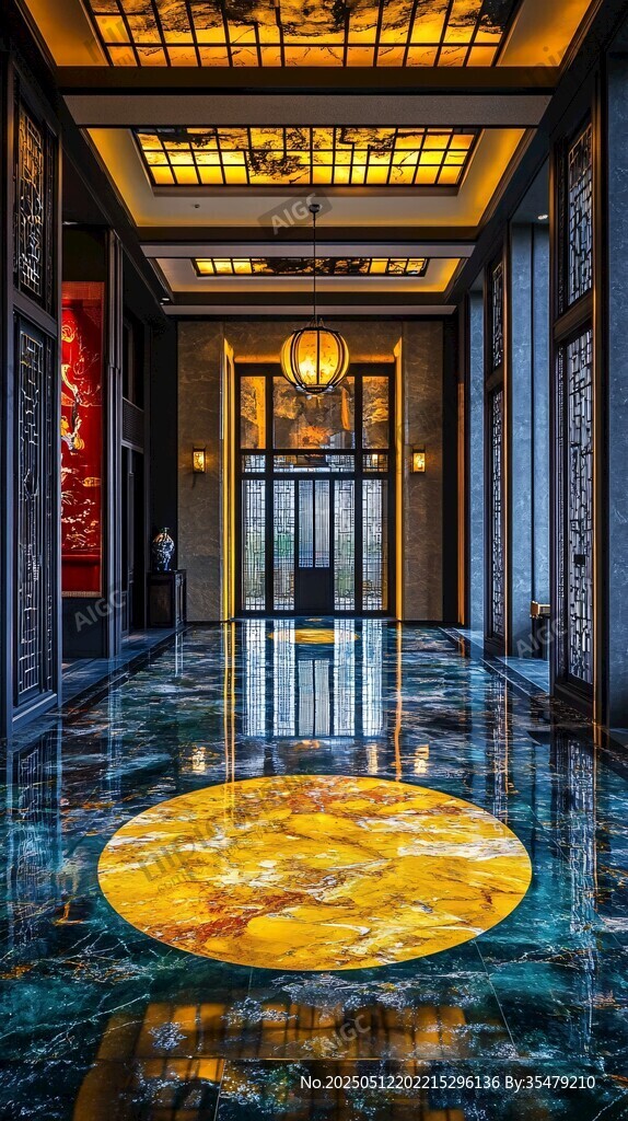 中式奢华大厅的优雅景致