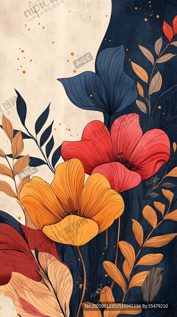 梦幻花卉插画