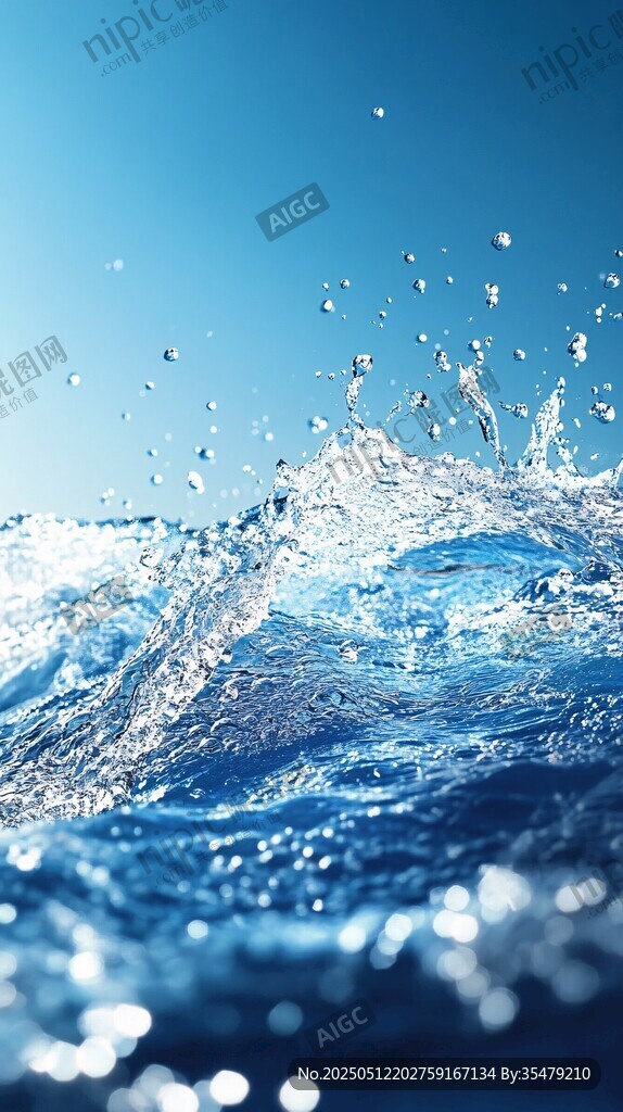 灵动水花 蓝色水波之美
