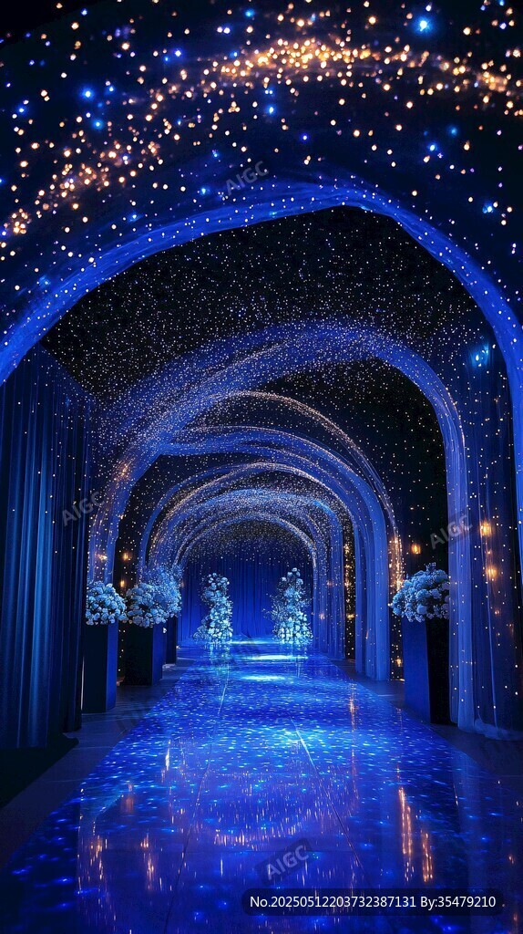 梦幻星空主题婚礼通道