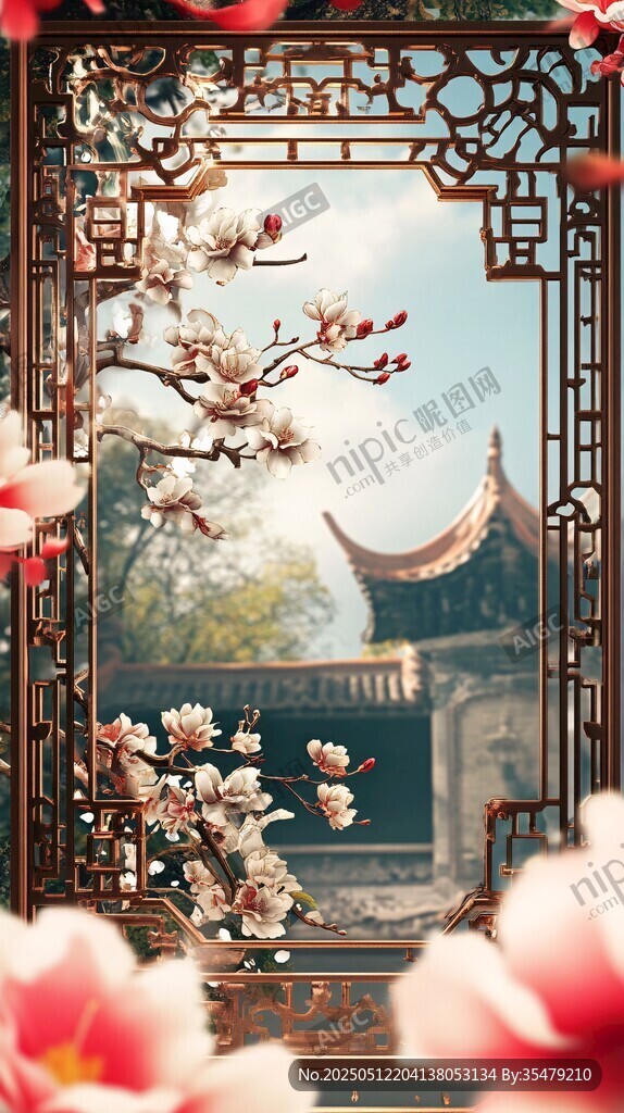 古窗映春景 繁花伴古建