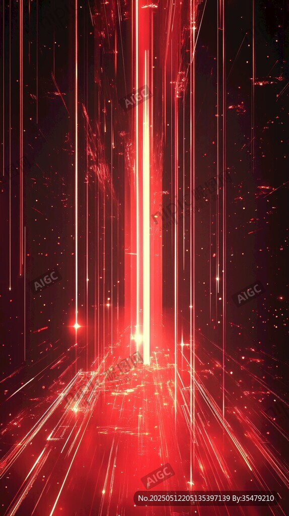 红色科幻光线未来空间场景