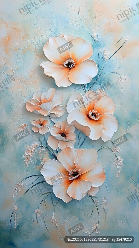 梦幻花卉插画 清新艺术风