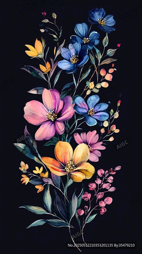 绚丽多彩花卉插画