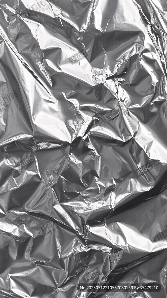 银色褶皱铝箔纹理图