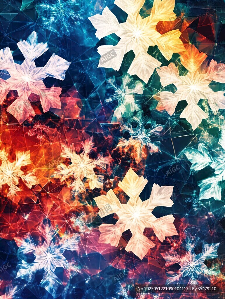梦幻多彩雪花抽象图案