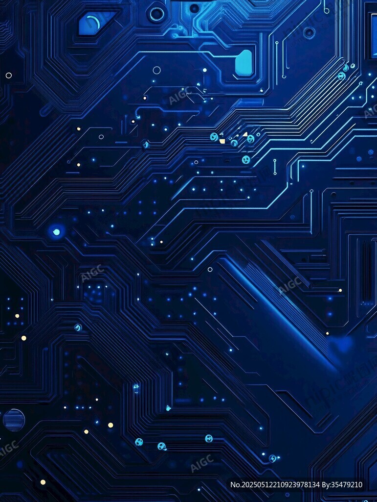 科技感蓝色电路板背景图