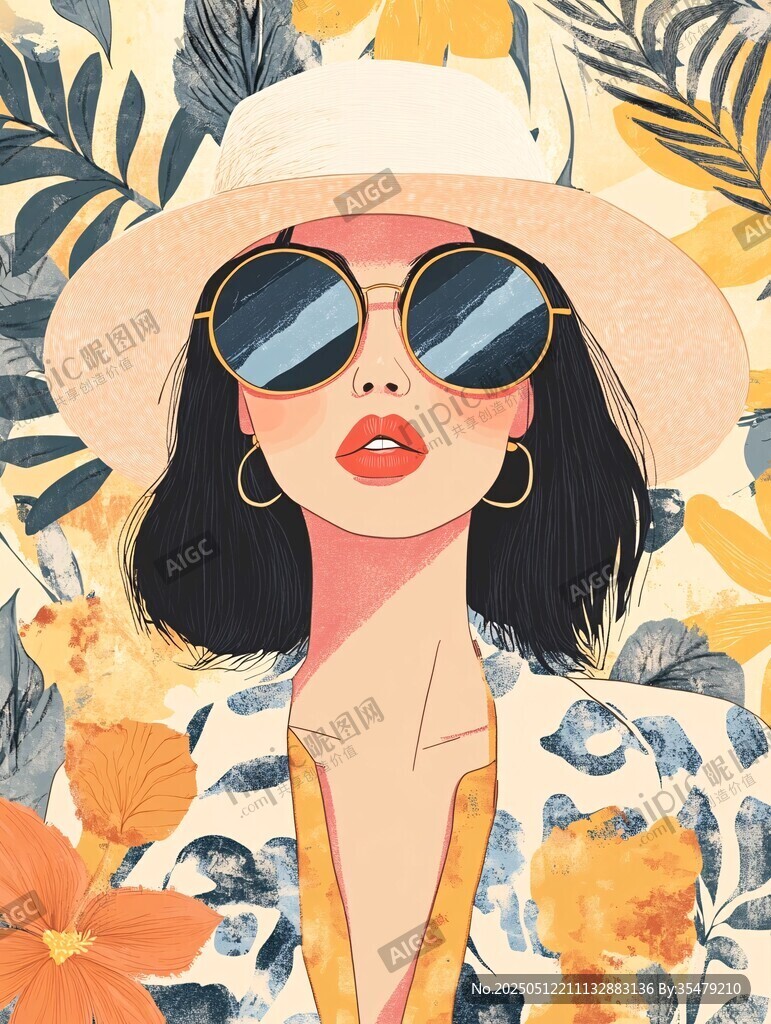 时尚度假风的墨镜美女
