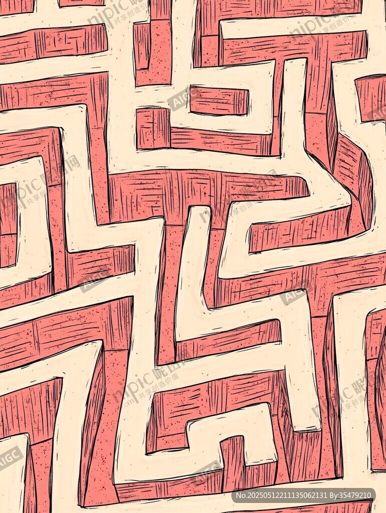 手绘迷宫图案设计元素