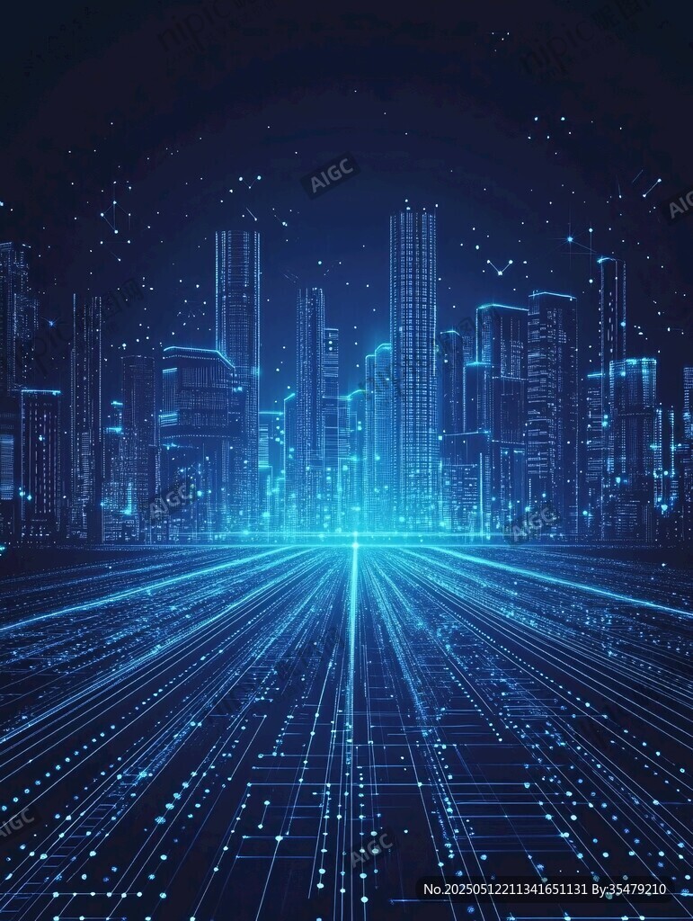 未来科技感的城市夜景图