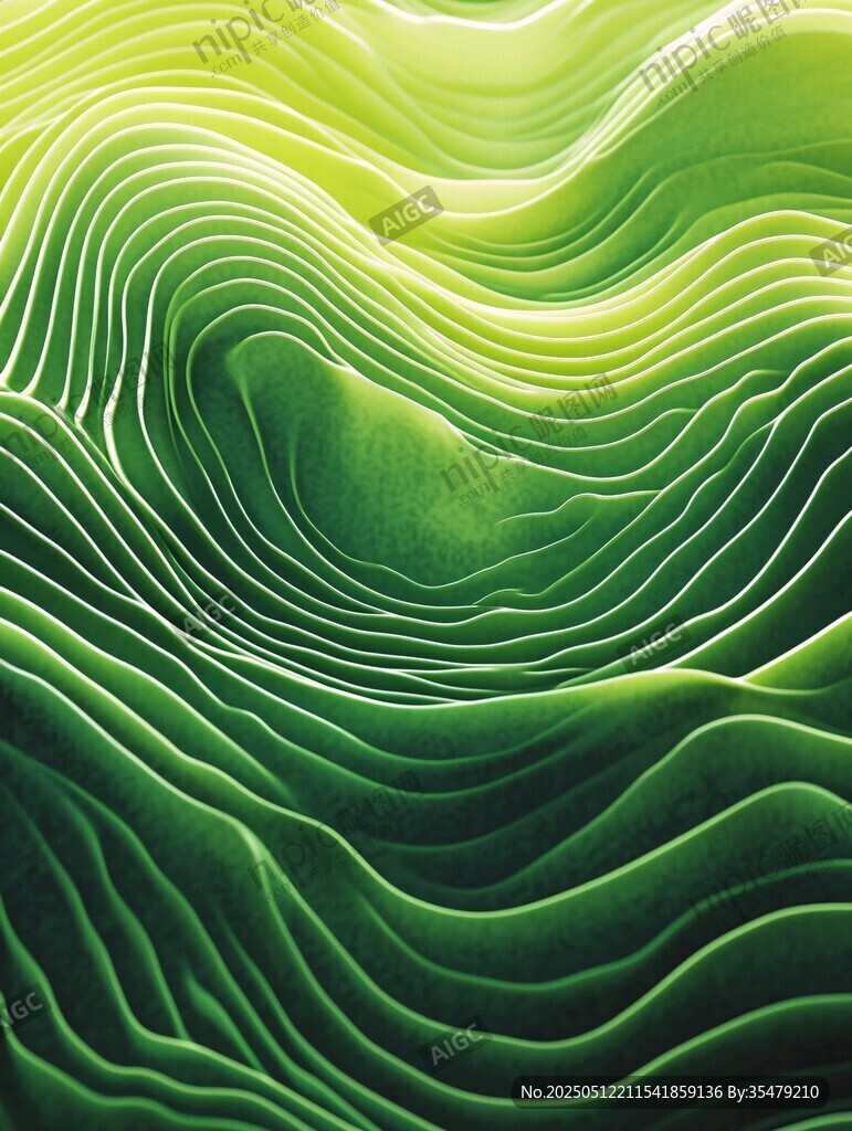 翠绿波浪纹理抽象艺术图