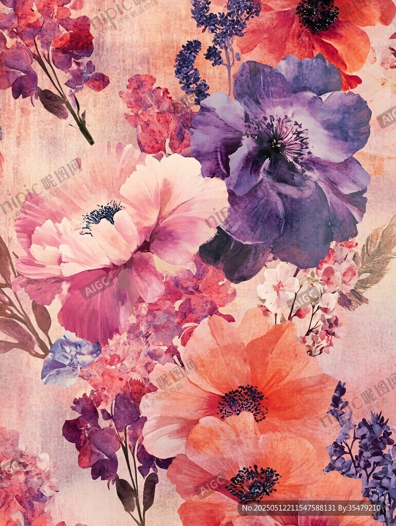 缤纷花卉图案壁纸