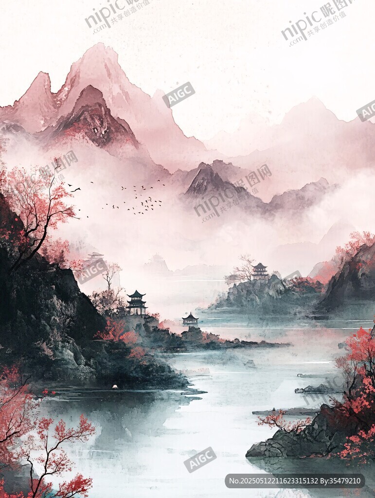 水墨山水间的诗意画卷
