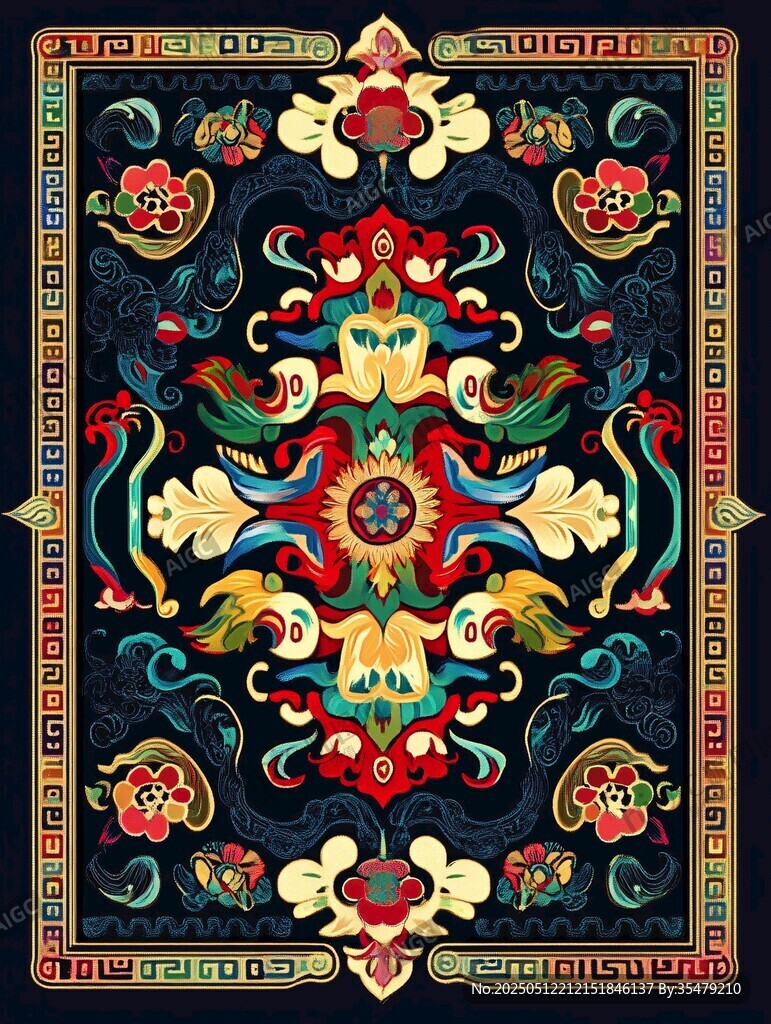 中式传统华丽花纹图案