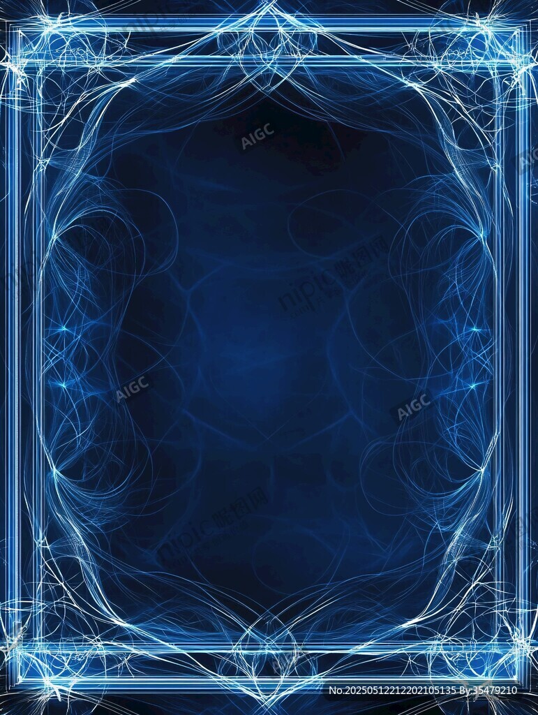 蓝色梦幻线条边框背景图