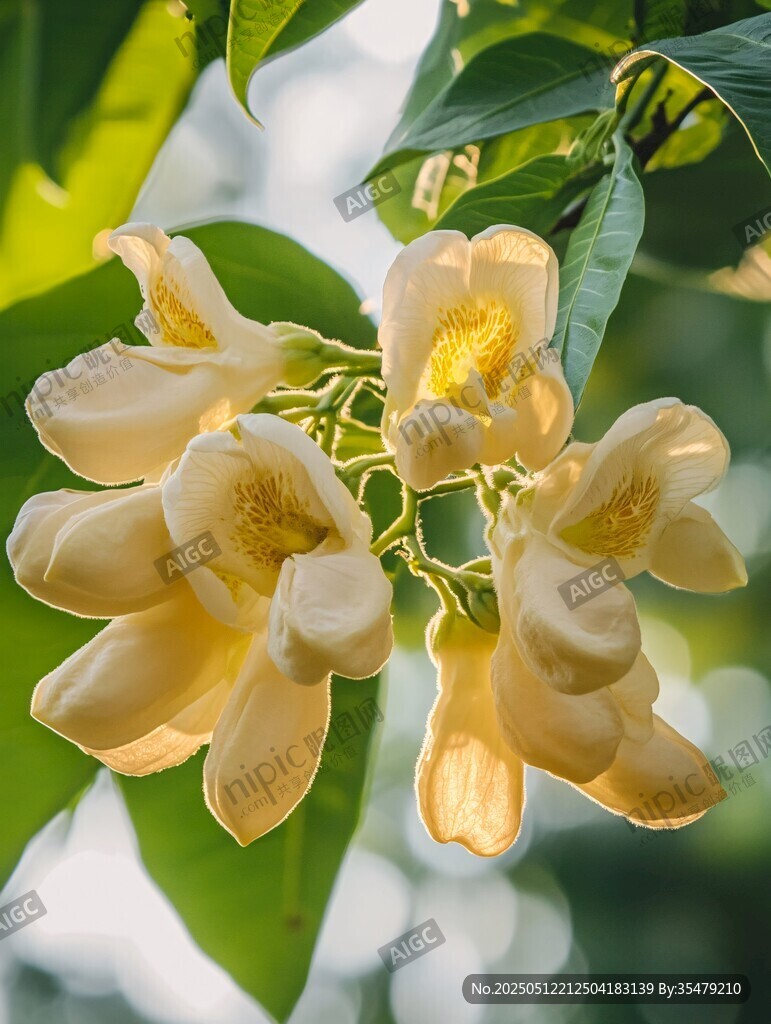 黄白色花朵绽放枝头
