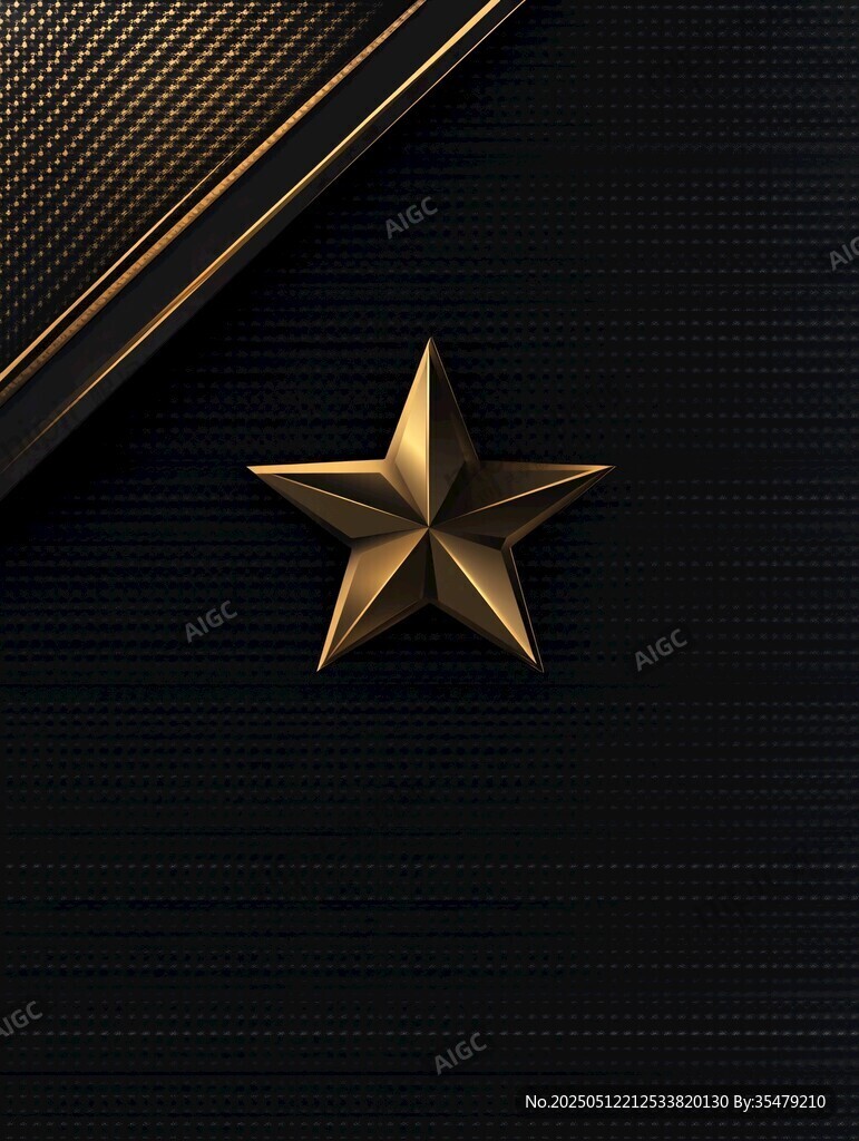 金色五角星与金属质感背景