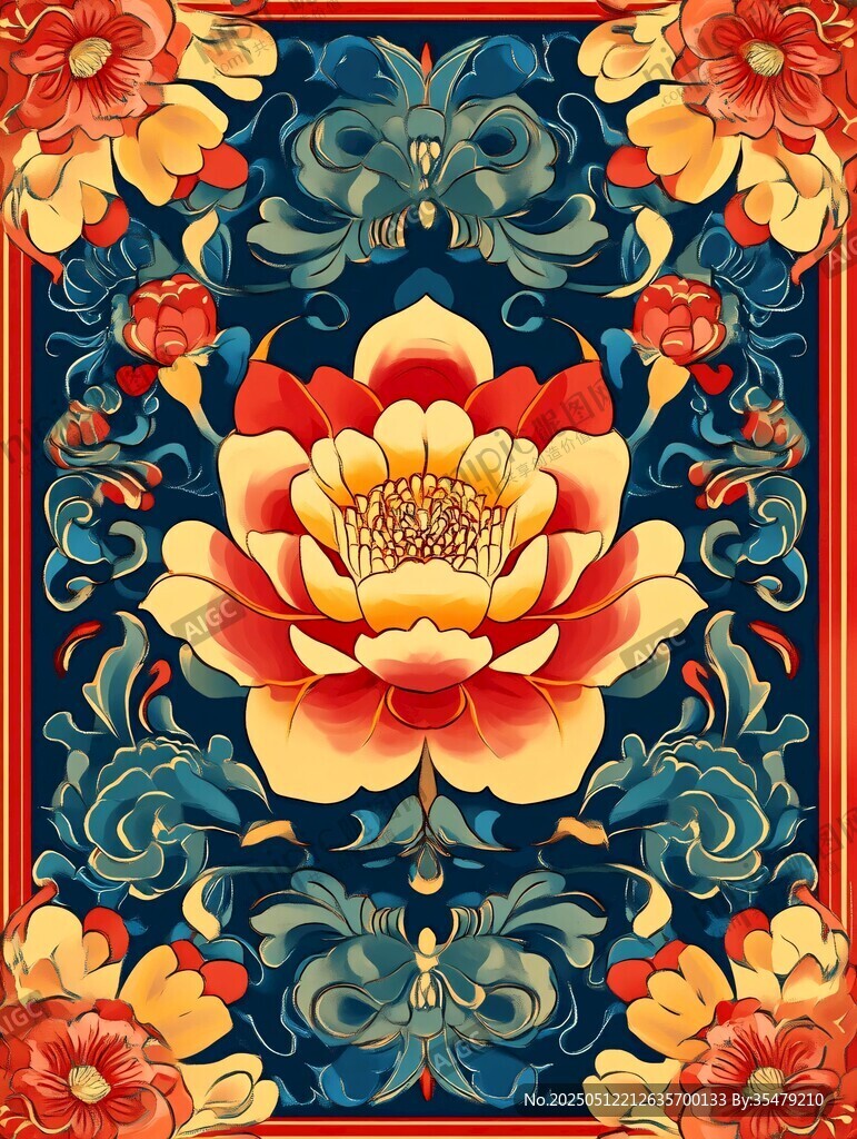 中式繁花锦簇传统纹样图案