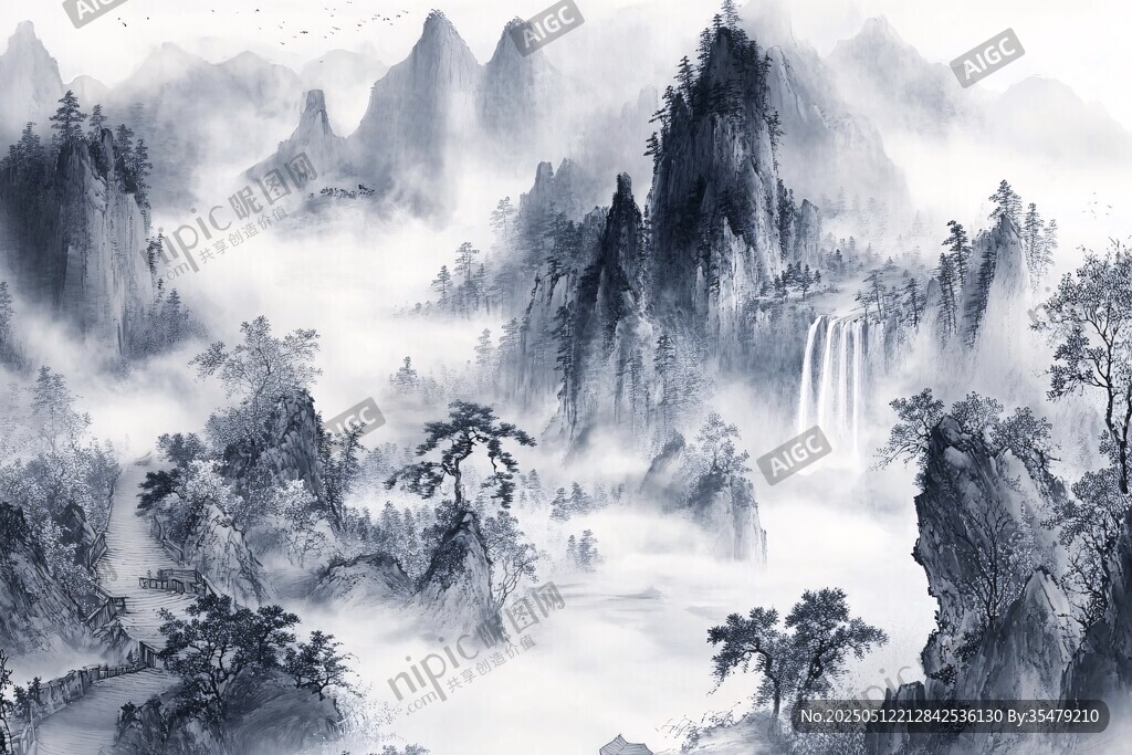 水墨山水间 云雾绕奇峰