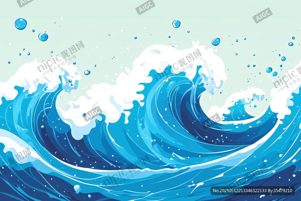 澎湃海浪插画