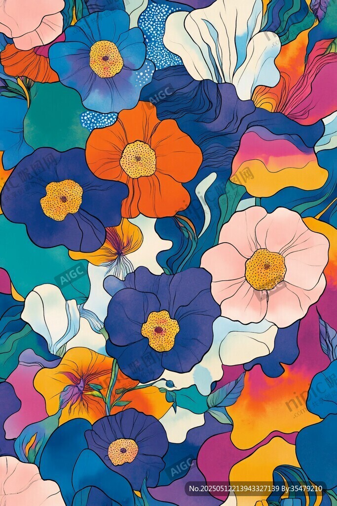 缤纷花卉图案 绚丽色彩世界