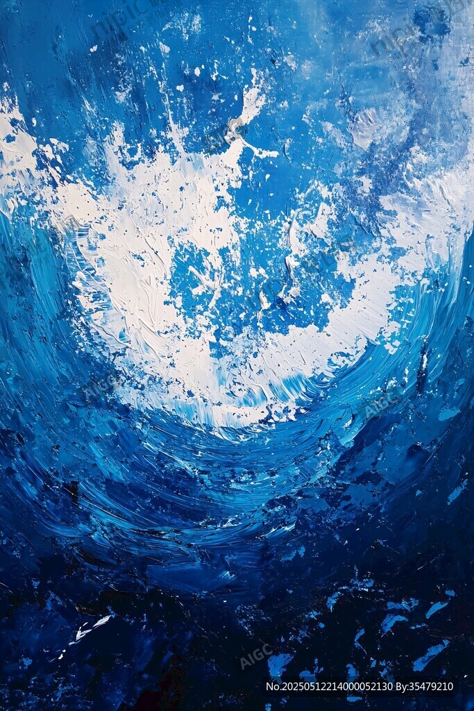 蓝色海洋抽象艺术画作