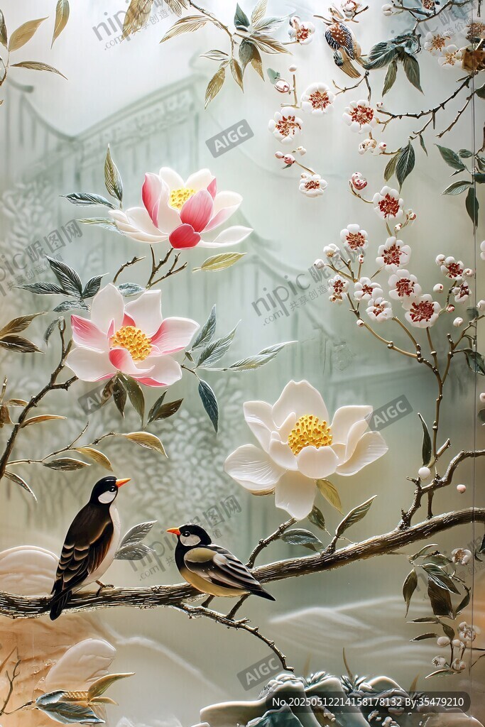花鸟中式图景