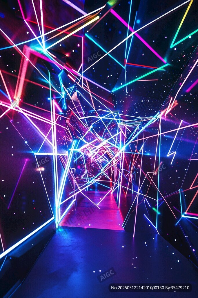 炫彩霓虹灯光梦幻隧道
