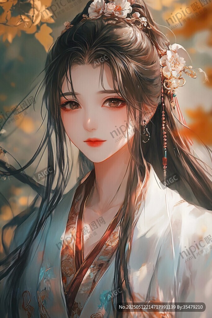古风佳人 秋景中的温婉女子
