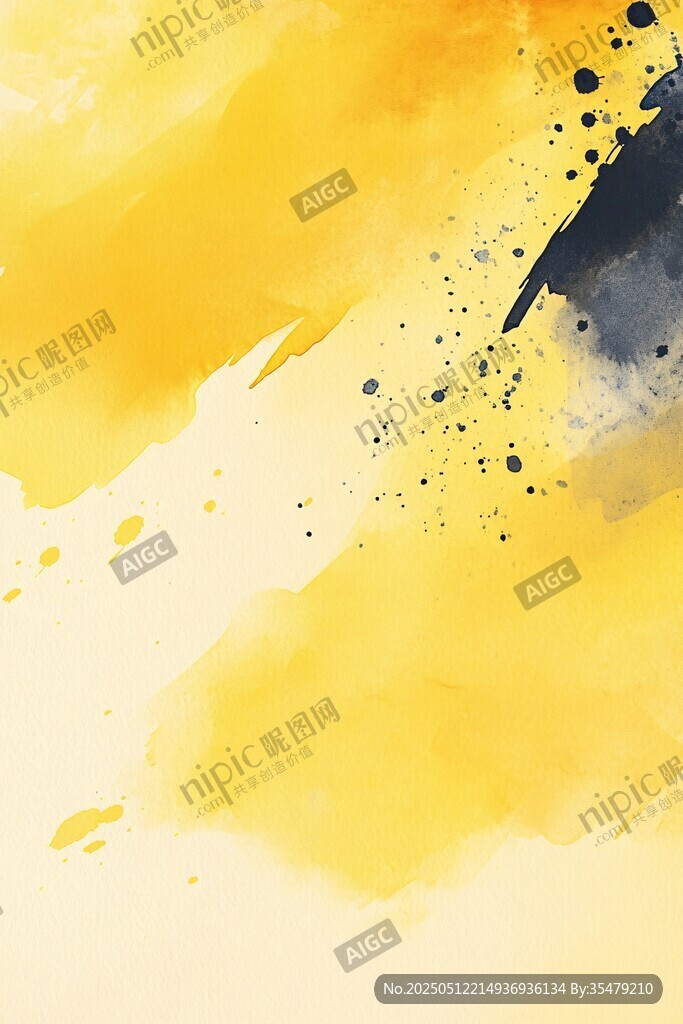 黄色水墨风抽象水彩背景图