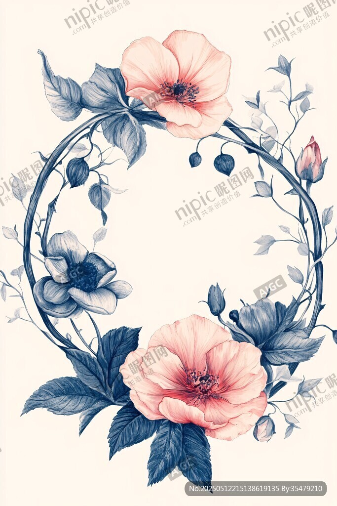 花卉环形插画