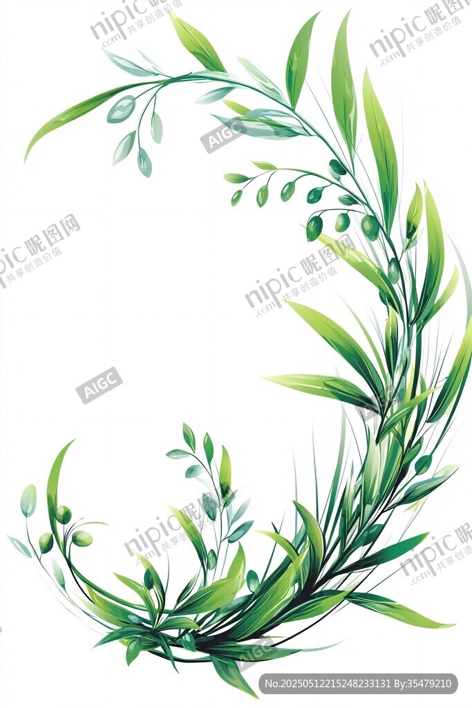 绿叶环绕的优雅弧形花环