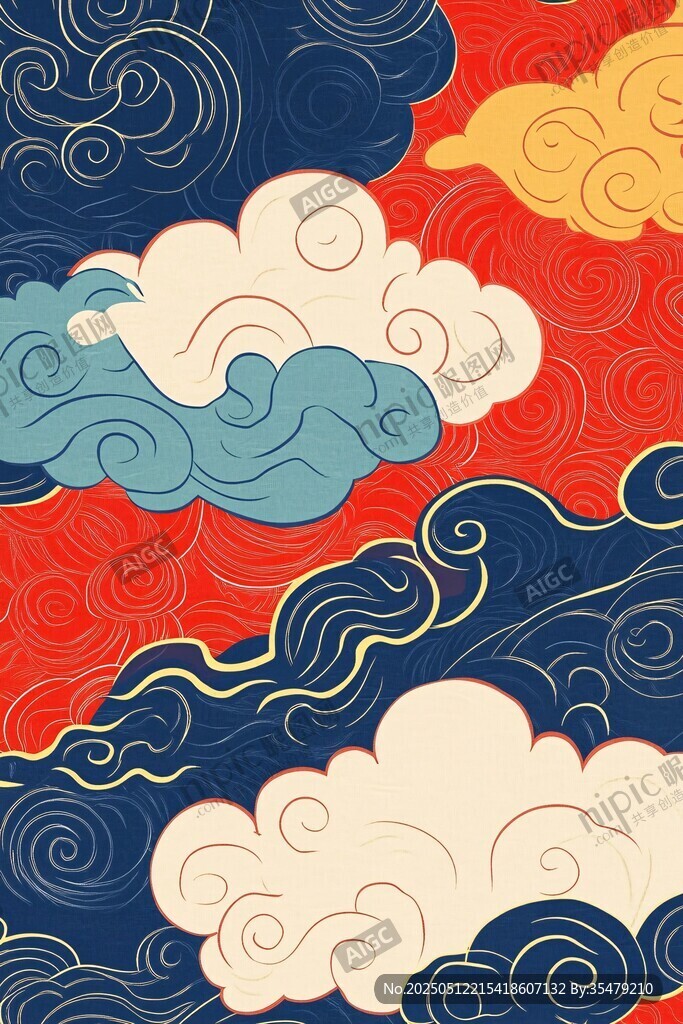 中式云纹图案设计背景图