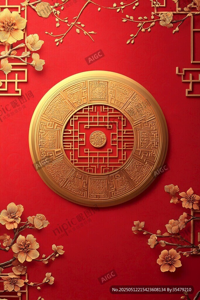 中式红金风传统装饰元素