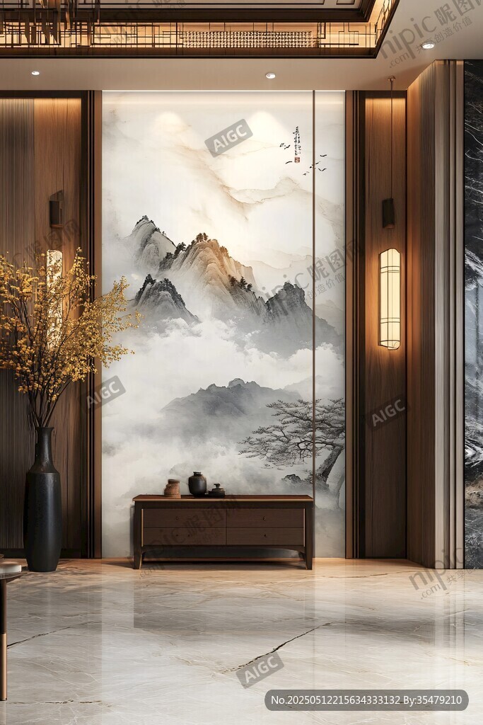 中式山水玄关 尽显典雅韵味