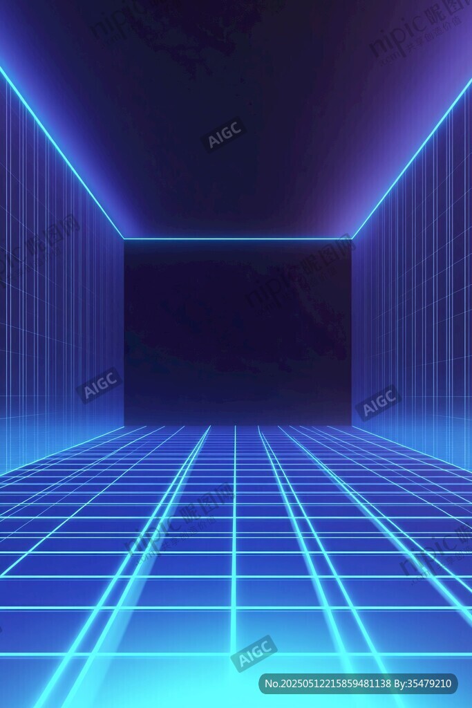 霓虹光效的科幻隧道空间