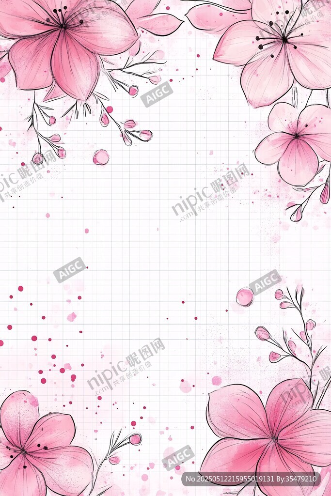 粉色樱花边框背景图
