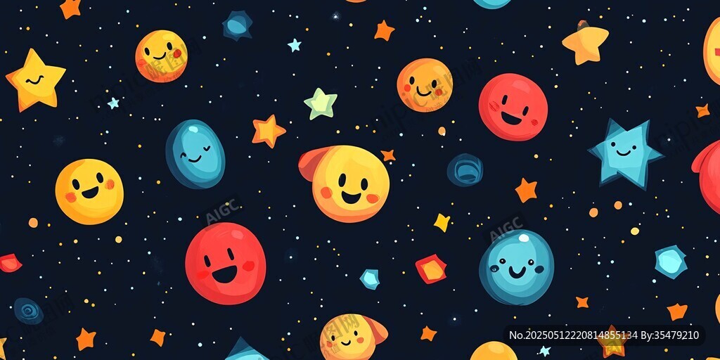 可爱星球笑脸图案背景图