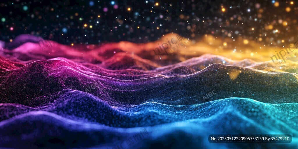 梦幻绚丽的彩色波浪背景