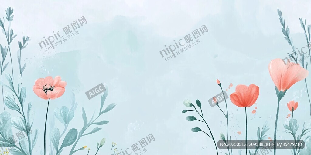 清新手绘风花卉背景图