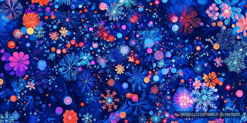 梦幻多彩雪花背景图案
