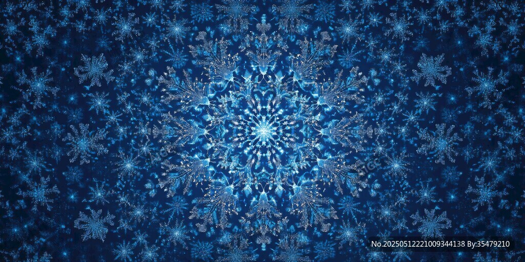 梦幻蓝色雪花背景图案
